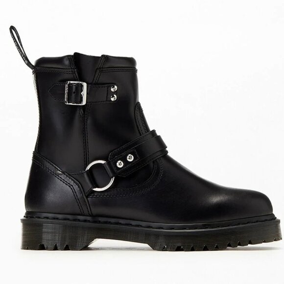 Dr Martens Anistone Black Harness Leather Low Biker Boots EU 39 US 7/8 NIB - Picture 4 of 6
